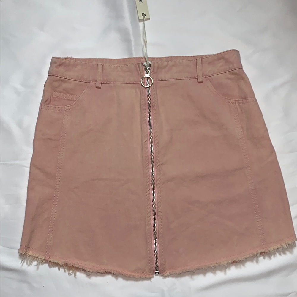 Pink Zipper Front Skirt